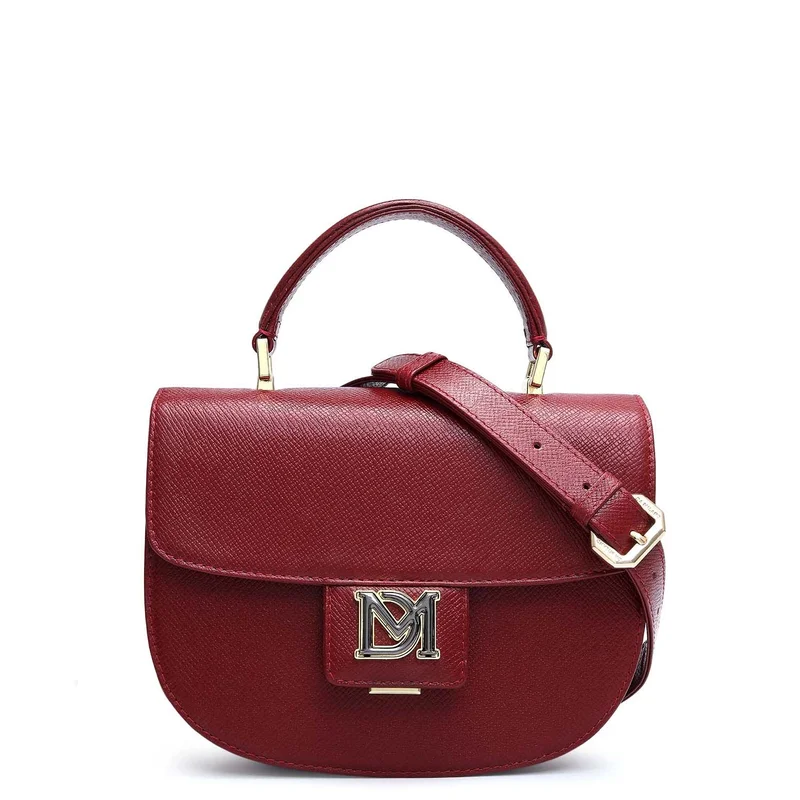 Da Milano Cherry Small Franzy Leather Satchel - Cherry for Women | Best Price UAE